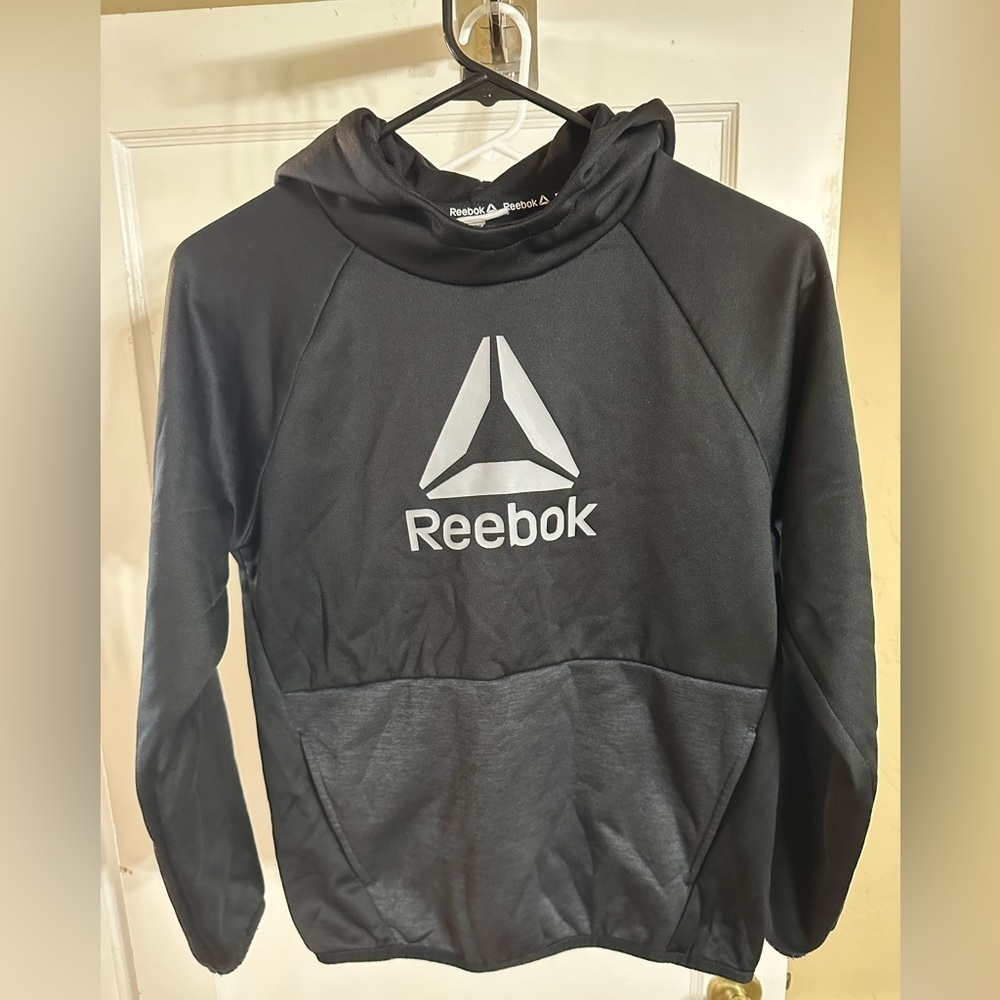 Kids Reebok Black and White Logo Hoodie
